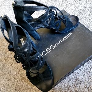 BCBGeneration black suede heels size 8.5